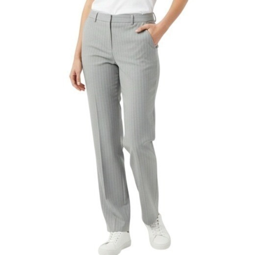 Talbots Pinstripe Dress Pants Womens 10 Gray White Professional Stretch Straight